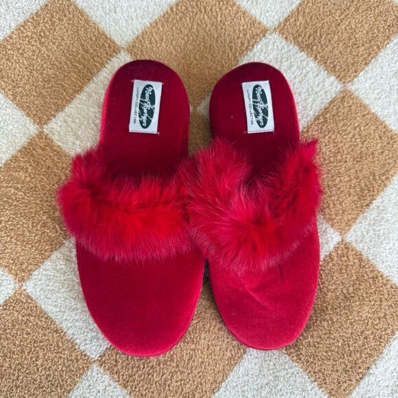 BEN BERGER LUXURY COLLECTION RED SLIPPERS WOMENS SIZE LARGE - Picture 7 of 7